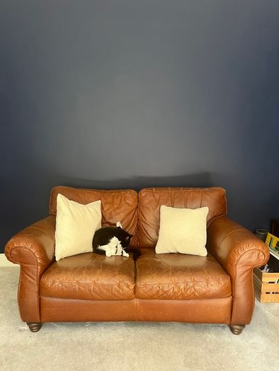 Brown leather couch