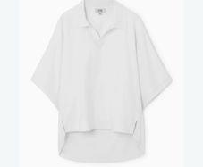 COS Milano-Knit Open Collar Polo Shirt White Size M Fits up to XL Perfect Condition