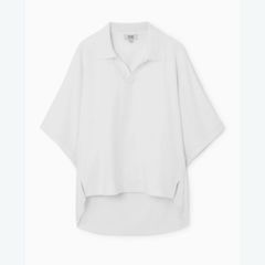 COS Milano-Knit Open Collar Polo Shirt White Size M Fits up to XL Perfect Condition