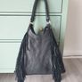 Black Leather Handbag With Fringe Image 3