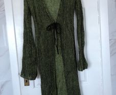 Green and brown knitted cardigan