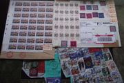 A small box with collection of stamps from overseas.