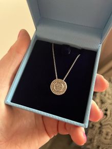 Silver CZ round pendant necklace