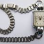 Vintage 1940 / 1950s art deco Silver Chrome Square Bezel Case Ladies watch / art deco cocktail watch, works well Image 4