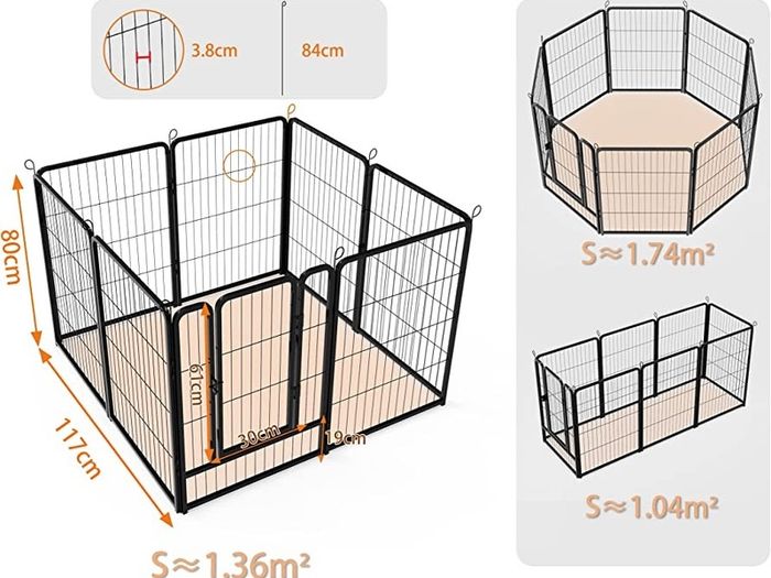 Dog Pen, 8 Panel Puppy Pen with Door, High 80cm Indoor/Outdoor Pet Exercise Playpen, Portable Foldable Animal Run Enclosures for Dogs, Puppies, Cats, Rabbits and Other Animals (FREE SHIPPING)