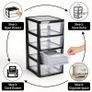 4 Drawer Large Plastic Storage Unitr,Sturdy Drawer Tower Organizer, Home Office School Kids Toy Bedroom Storage Solution, With See Through Drawers for Home Office Crafts Black Clear Image 4