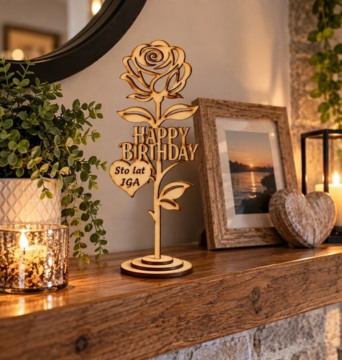 Handmade Personalised Wooden Rose