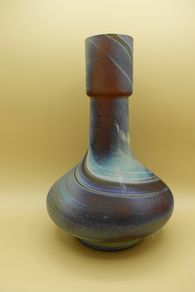 Vintage Hand Blown Brown Glass Vase (Swirl pattern)