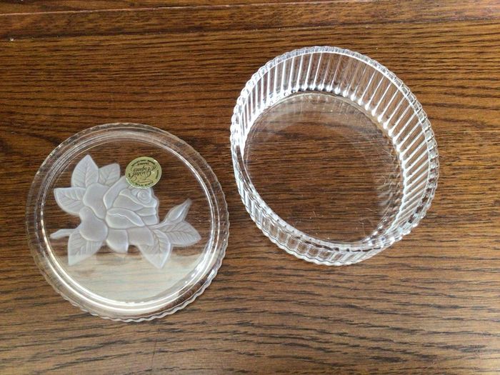 Vintage French lead crystal lidded trinket dish