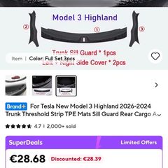 Tesla Model 3 Highland rear trunk protectors