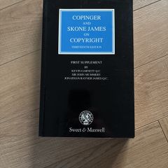 Copinger and Skone James Copyright 13th Edition Supplement, Sweet and Maxwell 1994, paperback