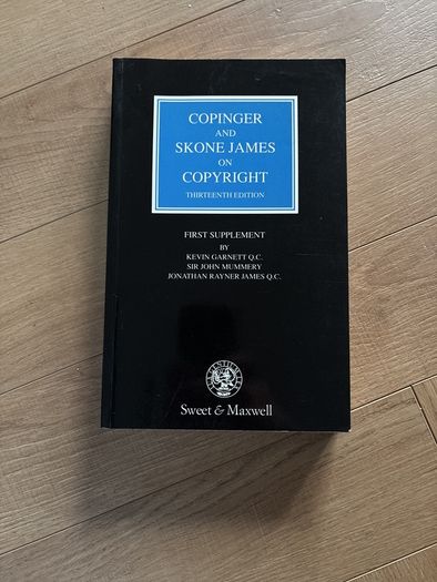 Copinger and Skone James Copyright 13th Edition Supplement, Sweet and Maxwell 1994, paperback