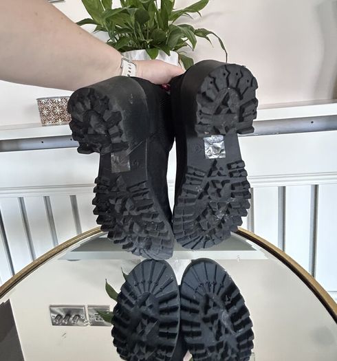 Ladies Black Block Heeled Faux Suede Ankle Boots from River Island. Size UK 6 / EU 39