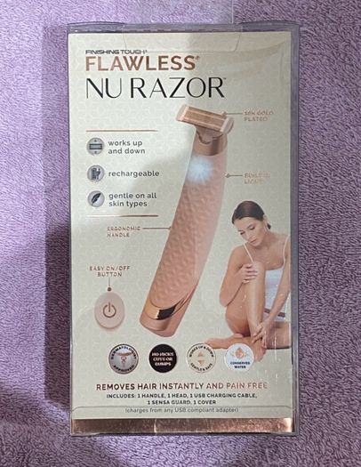 Finishing Touch Flawless Nu Razor Rechargeable 18k Gold Plated Electric Dry Shaver BNIB