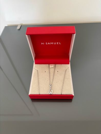 H.Samuel Sterling Silver Diamond Droplet Necklace
