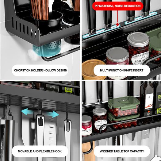 BRAND NEW Kitchen Organizer Wall-mounted Spices Space Shelf Aluminum Multifunction Organizer Rack for Spice