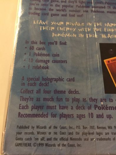 Pokemon Trading Card Game Blackout Theme Deck(Unopened). Base Set : Potential Shadowless. See description