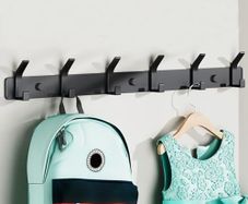 Coat Hooks Wall Mounted, Heavy Duty Coat Racks With 6 Hooks, Modern Hanger Rack for Hanging, Rustproof Clothes Hooks for Bedroom Office Entryway (Black)