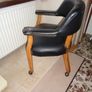 Vintage Faux Leather Arm Chair with Castors for Sale Image 6