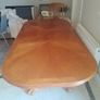 large Extenable Solid Wooden Dining Room Table and Chairs Image 3