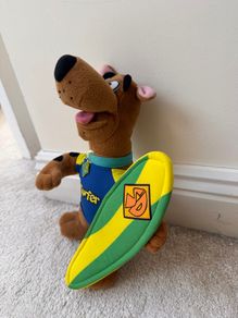 Scooby Doo Surfer Dog Stuffed Plush Toy with Green Surf  Approx. 27 cm. Used Damaged Please see photos