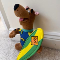 Scooby Doo Surfer Dog Stuffed Plush Toy with Green Surf  Approx. 27 cm. Used Damaged Please see photos