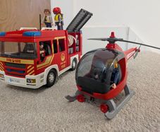 Playmobil fire truck + fire rescue helicopter
