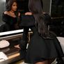 Black dress with fur on collar and cuffs Image 2