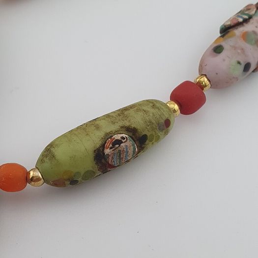 Antique Venetian Style Old Face Glass Beads & Old Face Glass Beads Necklace