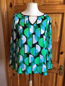 Joseph Ribkoff Ladies Green blue blouse size 10 includes post