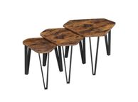 main image for ad 3 pieces bedside tables coffee table side table set, 3 pieces bedside tables, coffee tables, with metal legs, simple construction, industrial design, vintage brown-black