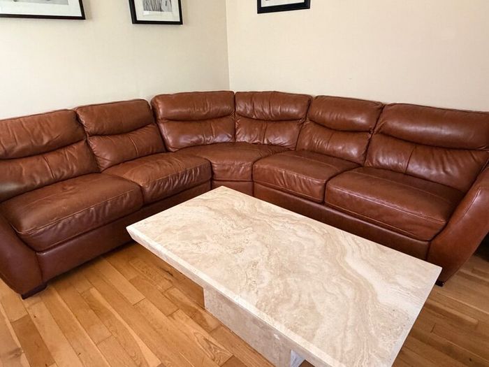 Cream stone rectangular coffee table