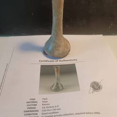 Roman 1st Century AD Glass Flask with COA