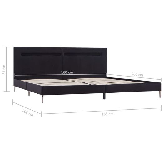 Bed Frame with LED Black Fabric 150x200 cm