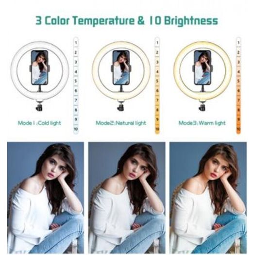 10 Inch - 26cm LED Ring Light with Tripod & Phone Holder Kit - 6151