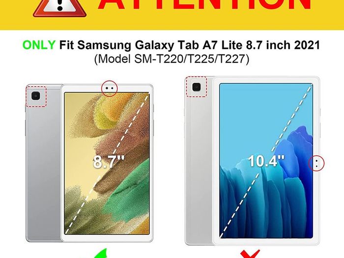 Keyboard Case for Samsung Galaxy Tab A7 Lite 8.7 inch 2021 (SM-T220 / T225 / T227), Slim Lightweight Stand Cover with Magnetically Detachable Wireless Bluetooth Keyboard