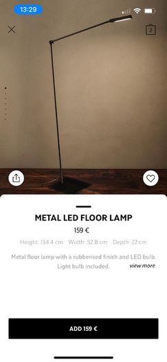 Zara Home LED Floor Lamp. Current Stock
