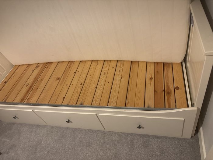 Hemnes white bed with 2 mattresses