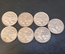 1966 - 2008 Australian 20 Cent coins x7 Job Lot Platypus