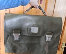 Vintage Swiss Army Military Issued Heavy Duty Tri-fold Document Bag or Messanger Bag Collectable Militaria