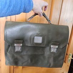 Vintage Swiss Army Military Issued Heavy Duty Tri-fold Document Bag or Messanger Bag Collectable Militaria