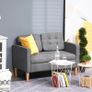 Modern Loveseat Sofa Button-Tufted Fabric Couch with Storage Chest Wood Legs (FREE POSTAGE) Image 2