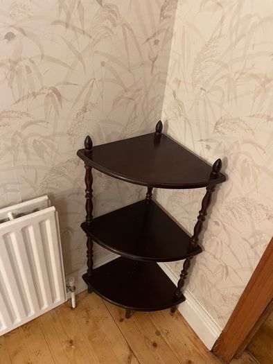 Vintage Dark Wood 3-Tier Corner Shelf
