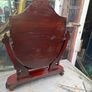 1850s to 1890s Antique Victorian Mahogany Shield-Shaped Dressing Table Mirror featuring Carved Scroll Supports and a Lift-up Trinket Compartment, Postage Available Image 8