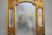 Large Sectioned Wall Mirror with Foliage and Scroll Detail