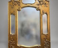 Large Sectioned Wall Mirror with Foliage and Scroll Detail
