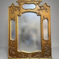 Large Sectioned Wall Mirror with Foliage and Scroll Detail