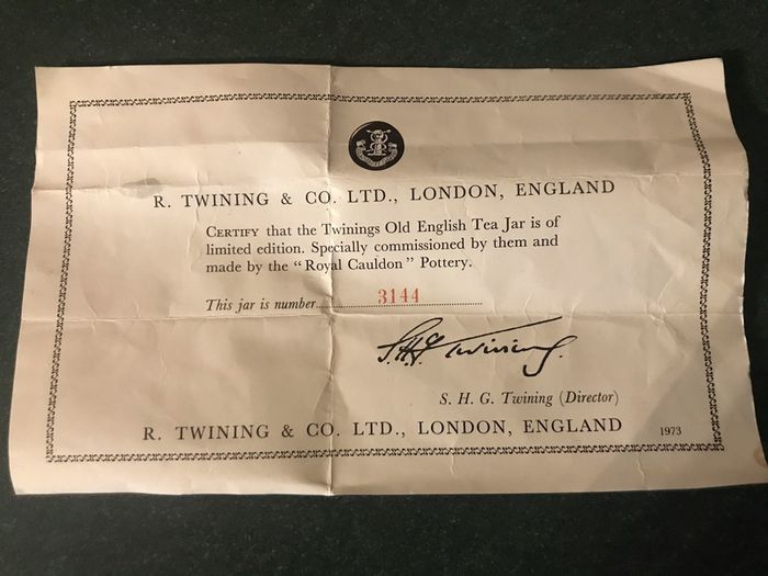 Vintage Ceramic Twinings Old English Tea Jar. Limited Edition. Jar number 3144.