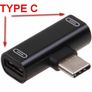 Black 2in1 Dual Type C to USB-C Headphone Audio Charger Adapter Converter Image 2