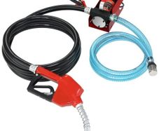 12V DC 37.9 LPM 798.6 cm Lift, Portable Electric Diesel Transfer Extractor Pump Kit with Automatic Shut-off Nozzle, Delivery & Suction Hose for Diesel, Kerosene, Transformer Oil